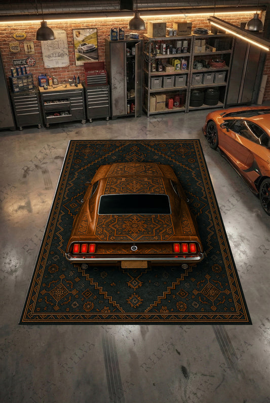 1969 Mustang Car Rug – Retro Persian Style Floor Rug | Exclusive Automotive Design
