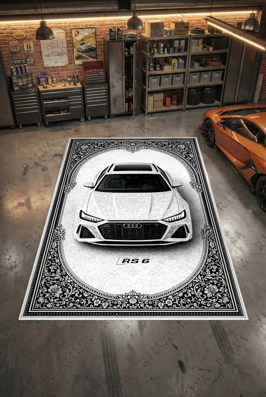 Audi RS 6 Car Rug – Retro Persian Style Floor Rug | Exclusive Automotive Design - Rilva Design