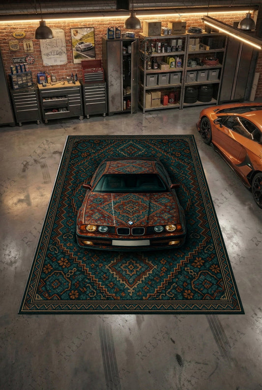 BMW E34 Car Rug – Retro Persian Style Floor Rug | Exclusive Automotive Design - Prime Shine AD Luminar