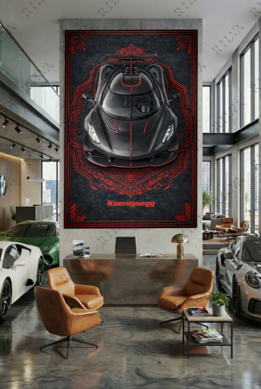 Koenigsegg Jesko Mansory Wall Tapestry – Modern Style Automotive Art - Rilva Design