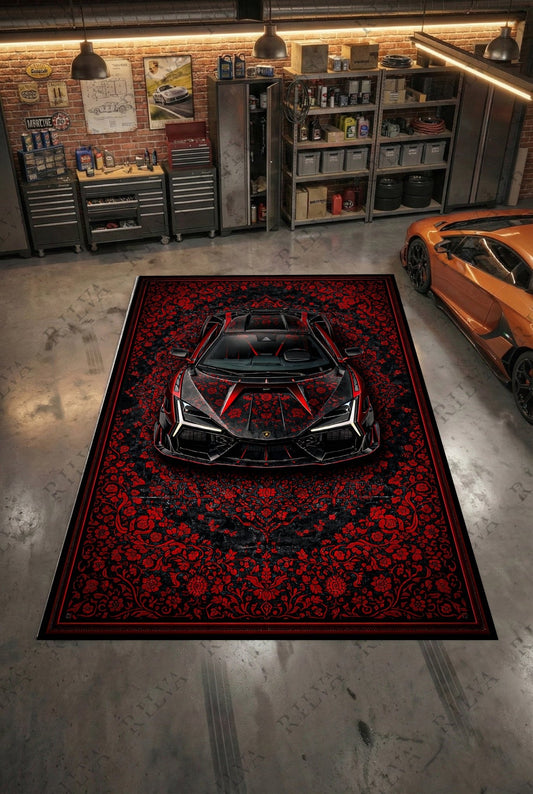Lamborghini Revuelto Mansory β Retro Persian Style Floor Rug | Exclusive Automotive Design - Rilva Design