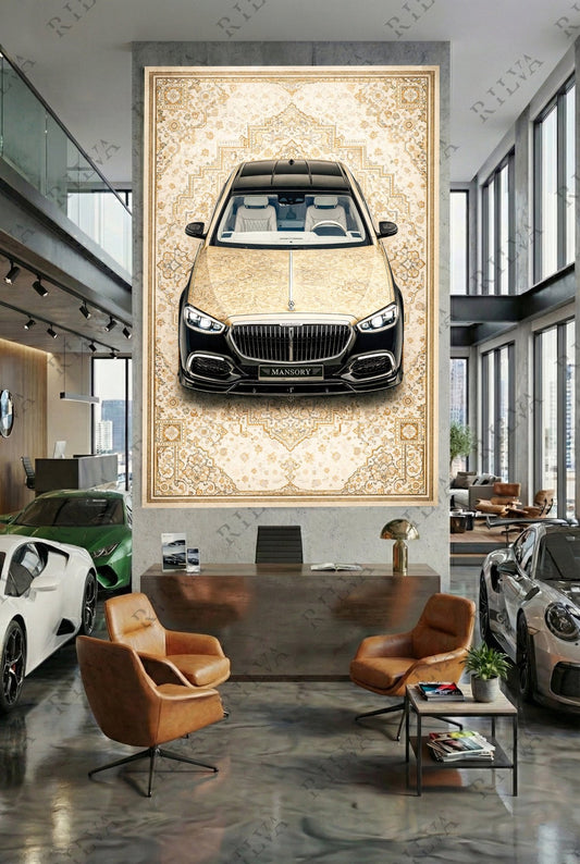 Mercedes - Maybach S - Class Mansory Wall Tapestry – Retro Persian Style Automotive Art - Rilva Design