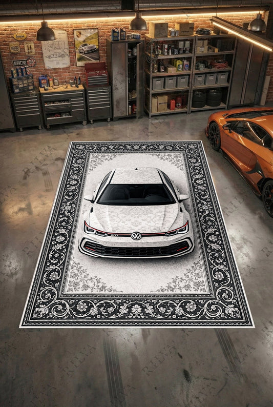 Volkswagen Golf GTI Car Rug – Retro Persian Style Floor Rug | Exclusive Automotive Design - Rilva Design