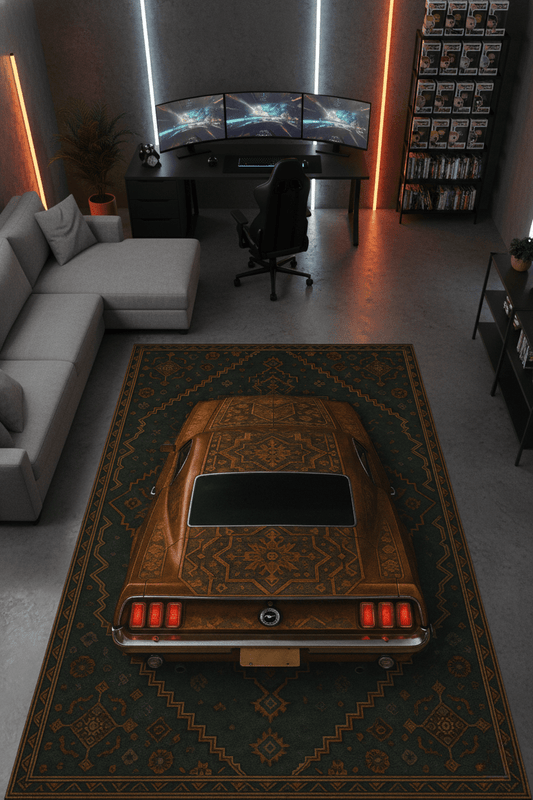 1969 Mustang × Ventor – Customizable Plate Persian Automotive Rug - Rilva Design