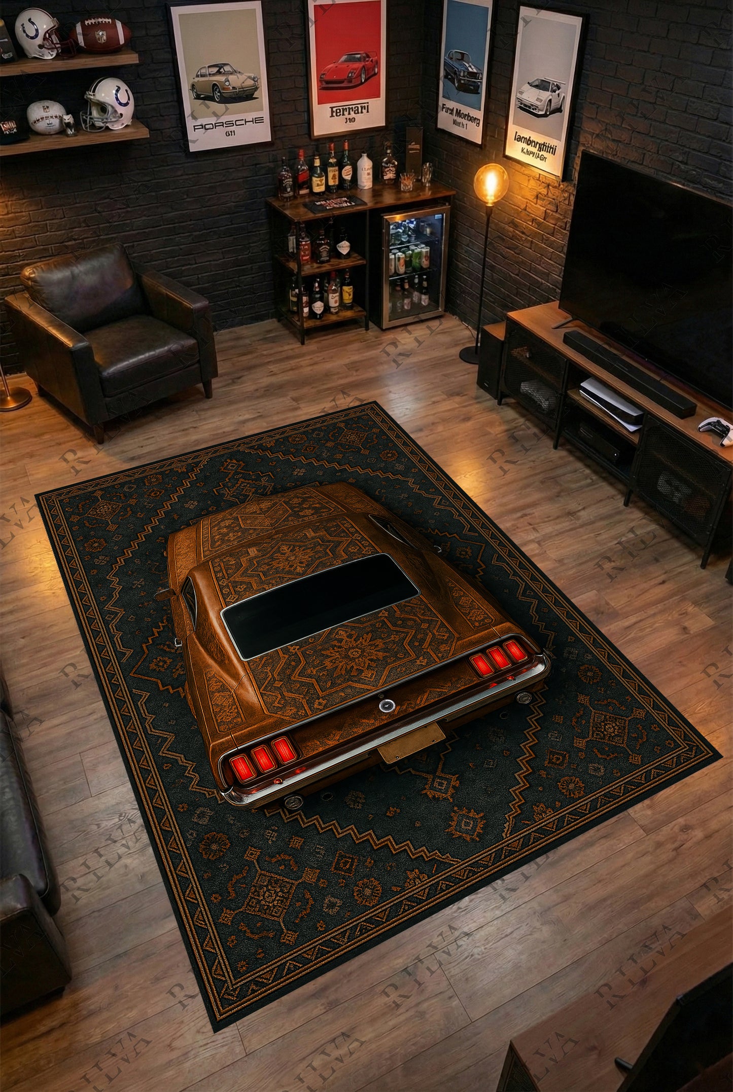 1969 Mustang Car Rug – Retro Persian Style Floor Rug | Exclusive Automotive Design