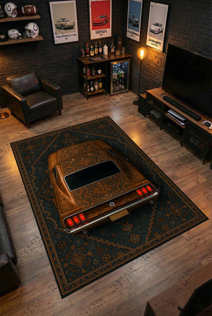 1969 Mustang Car Rug – Retro Persian Style Floor Rug | Exclusive Automotive Design