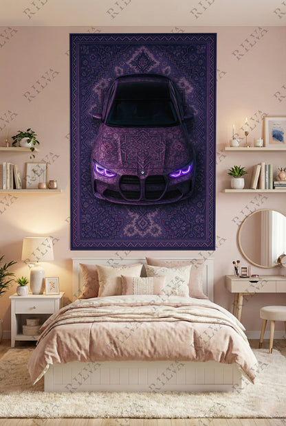 BMW M3 Car Rug Wall Tapestry – Retro Persian Style Automotive Art