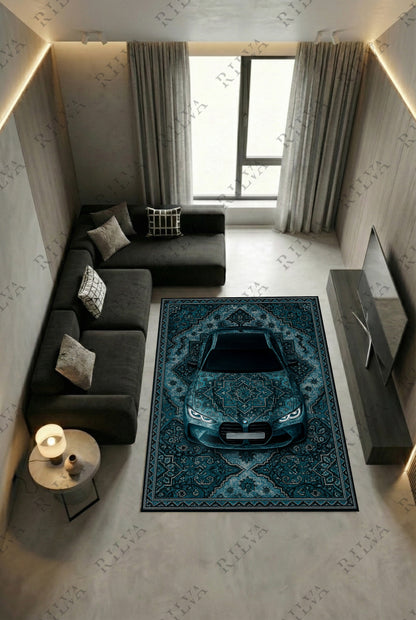 BMW M4 Car Rug – Retro Persian Style Floor Rug | Exclusive Automotive Design
