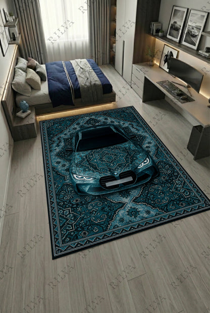 BMW M4 Car Rug – Retro Persian Style Floor Rug | Exclusive Automotive Design