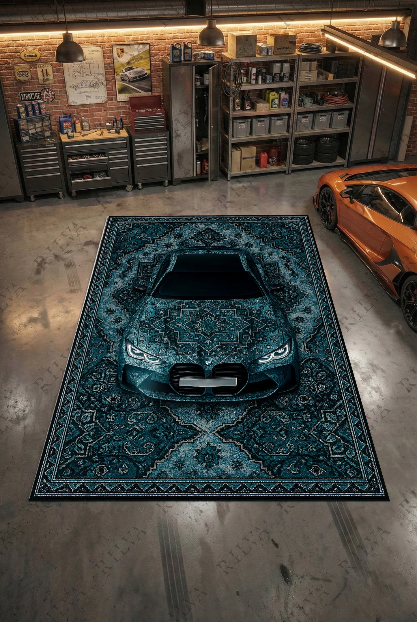 BMW M4 Car Rug – Retro Persian Style Floor Rug | Exclusive Automotive Design