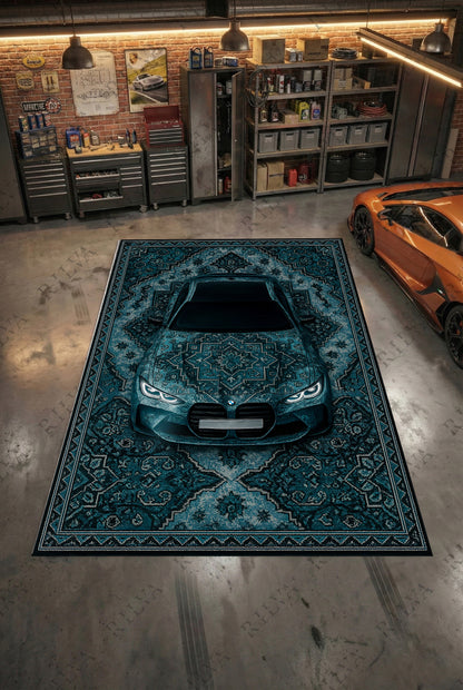 BMW M4 Car Rug – Retro Persian Style Floor Rug | Exclusive Automotive Design