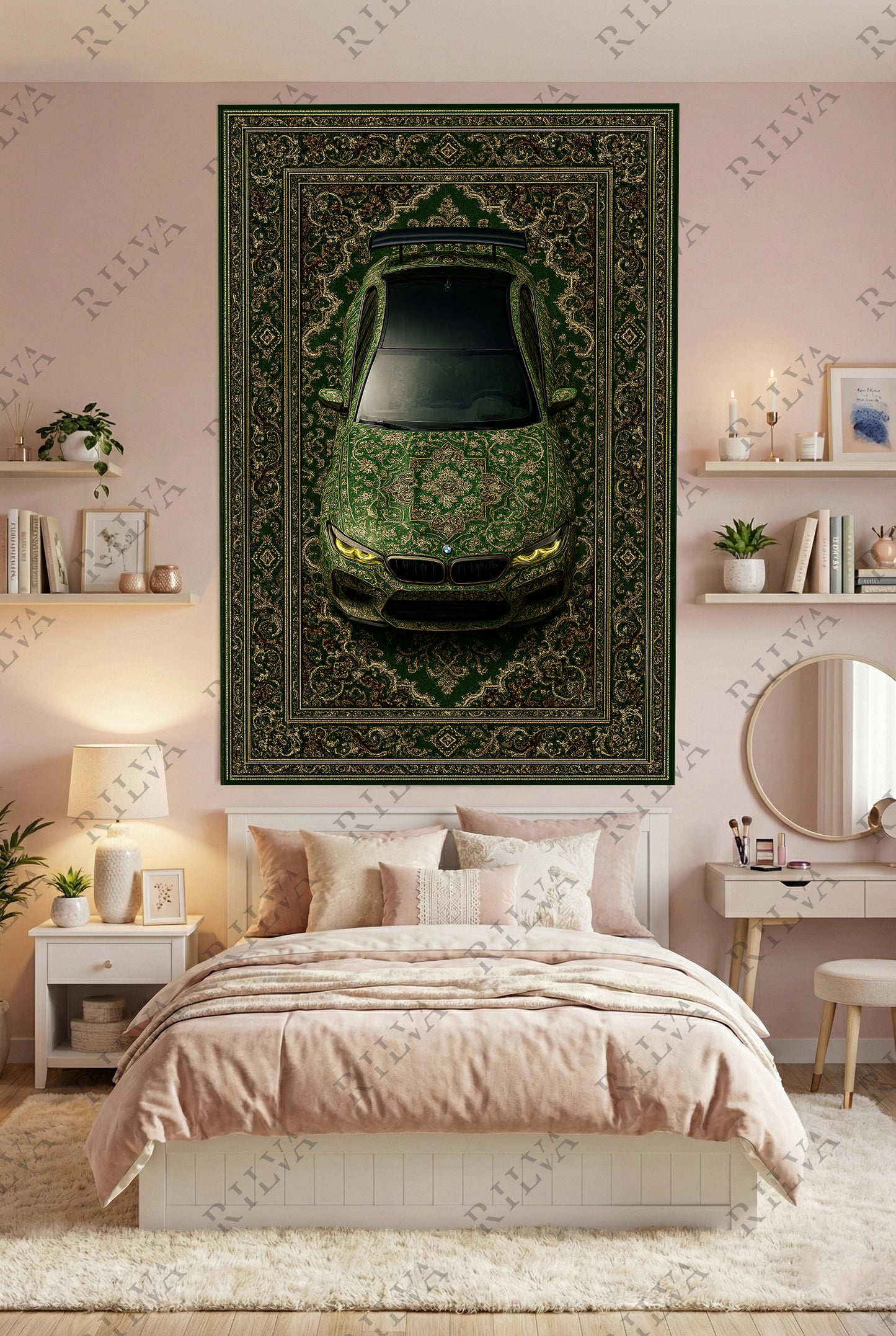 BMW M5 CS Car Rug Wall Tapestry – Retro Persian Style Automotive Art