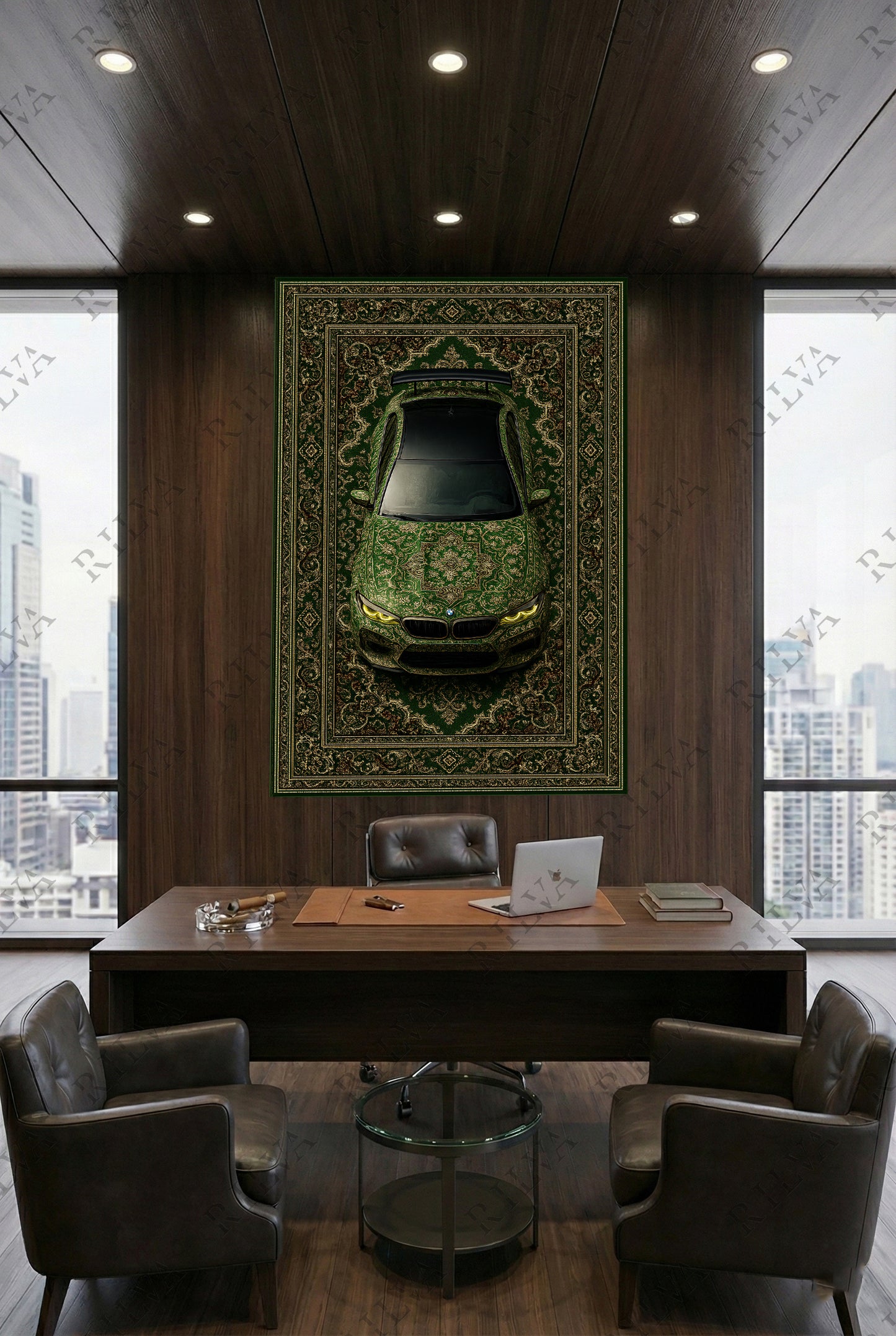 BMW M5 CS Car Rug Wall Tapestry – Retro Persian Style Automotive Art