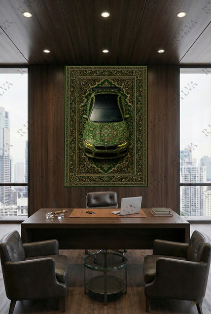 BMW M5 CS Car Rug Wall Tapestry – Retro Persian Style Automotive Art