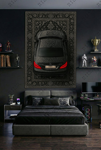 CLS 63 AMG Car Rug Wall Tapestry – Retro Persian Style Automotive Art