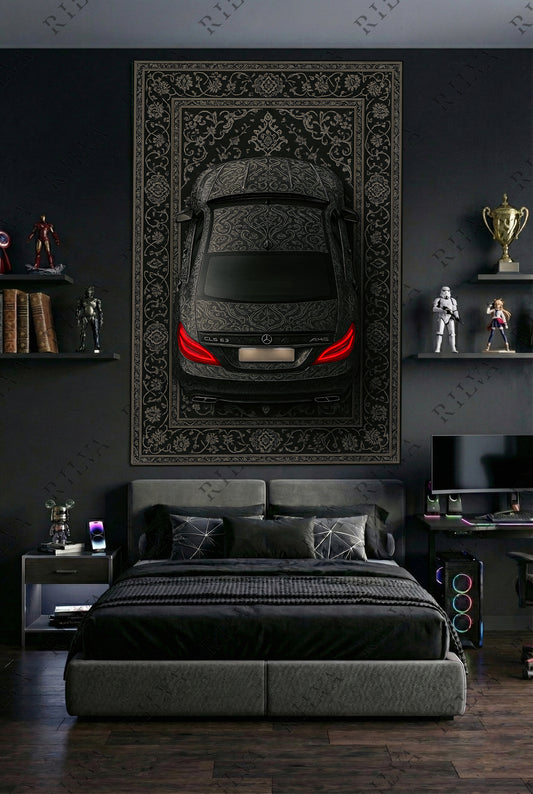 CLS 63 AMG Car Rug Wall Tapestry – Retro Persian Style Automotive Art