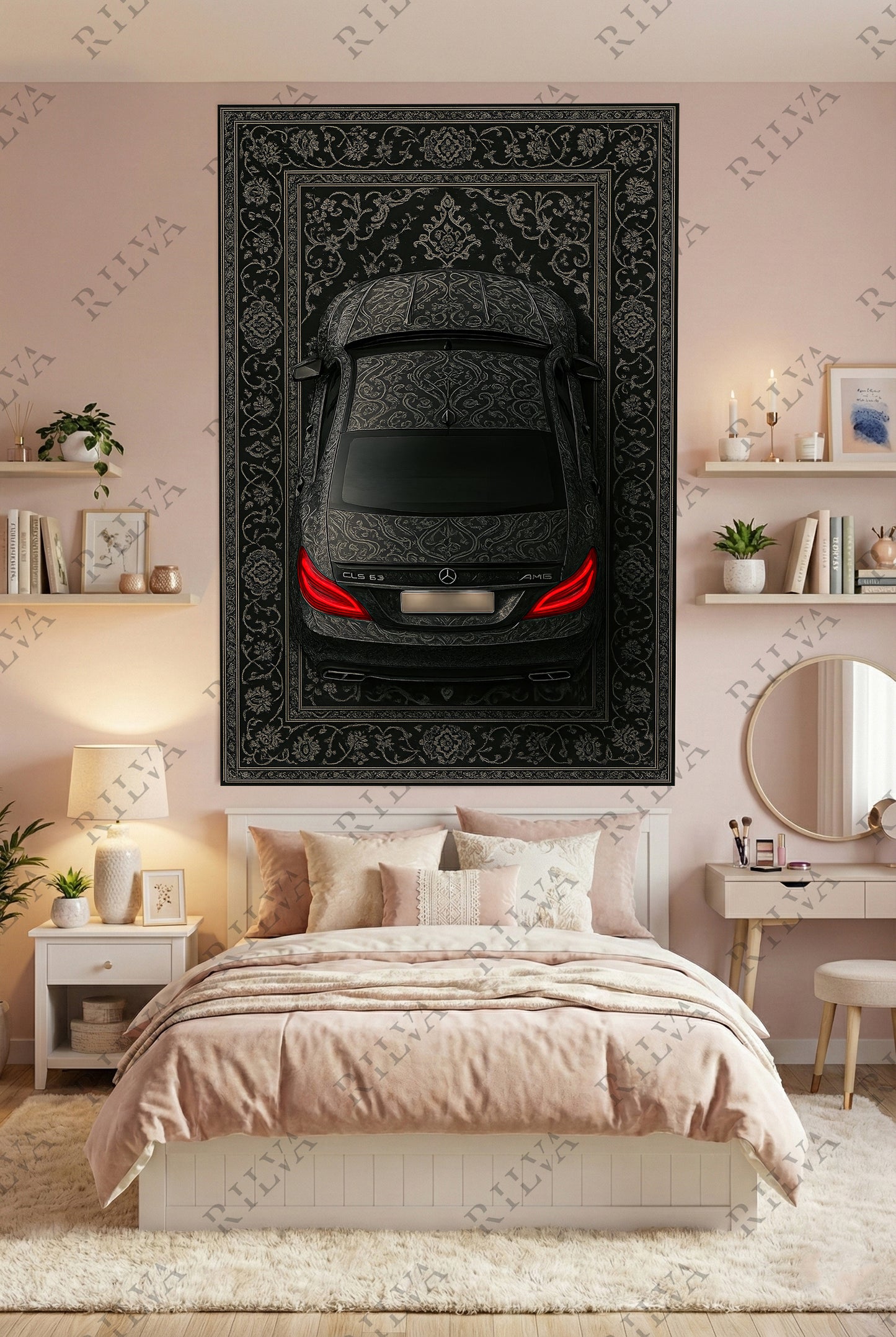 CLS 63 AMG Car Rug Wall Tapestry – Retro Persian Style Automotive Art