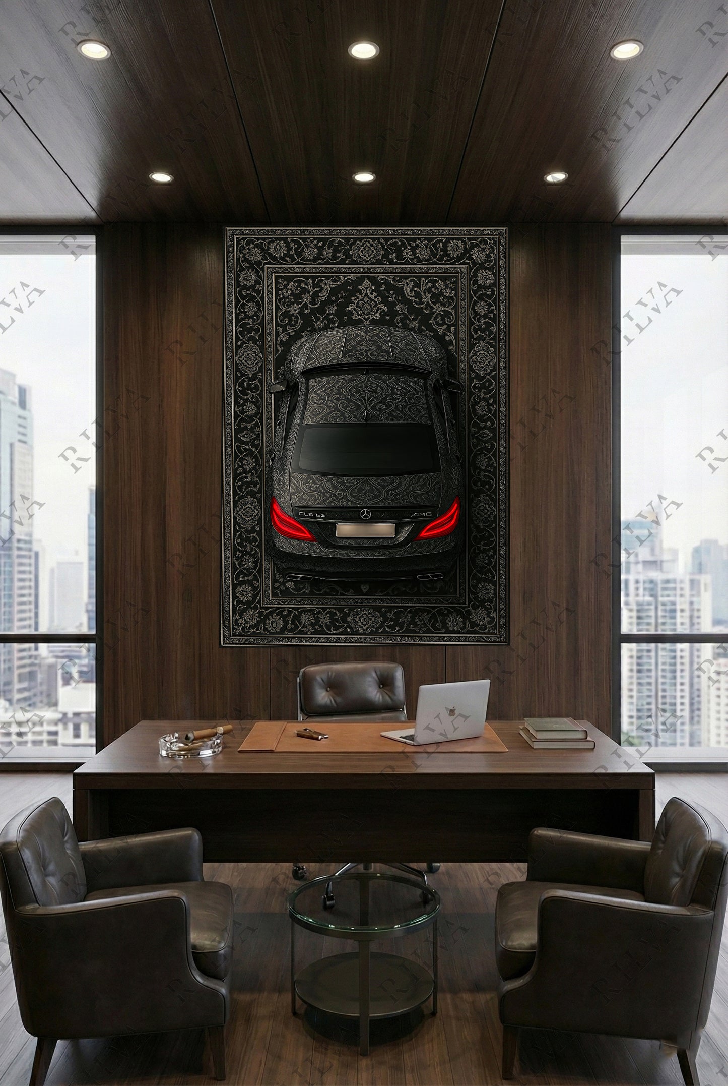 CLS 63 AMG Car Rug Wall Tapestry – Retro Persian Style Automotive Art