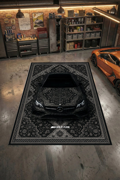 Mercedes E63 Car Rug – Retro Persian Style Floor Rug | Exclusive Automotive Design