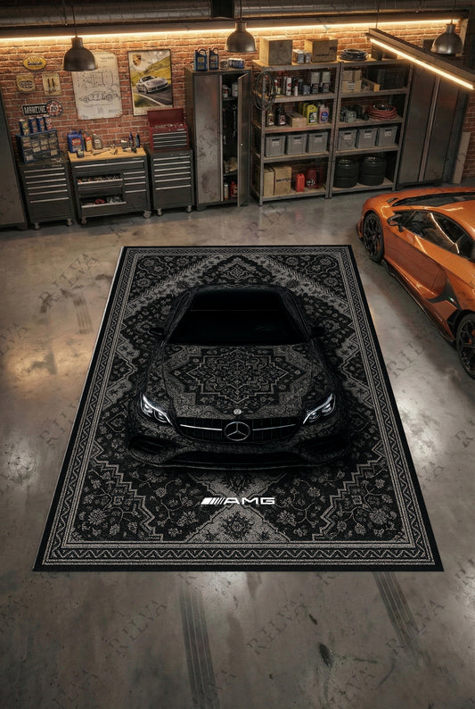 Mercedes E63 Car Rug – Retro Persian Style Floor Rug | Exclusive Automotive Design