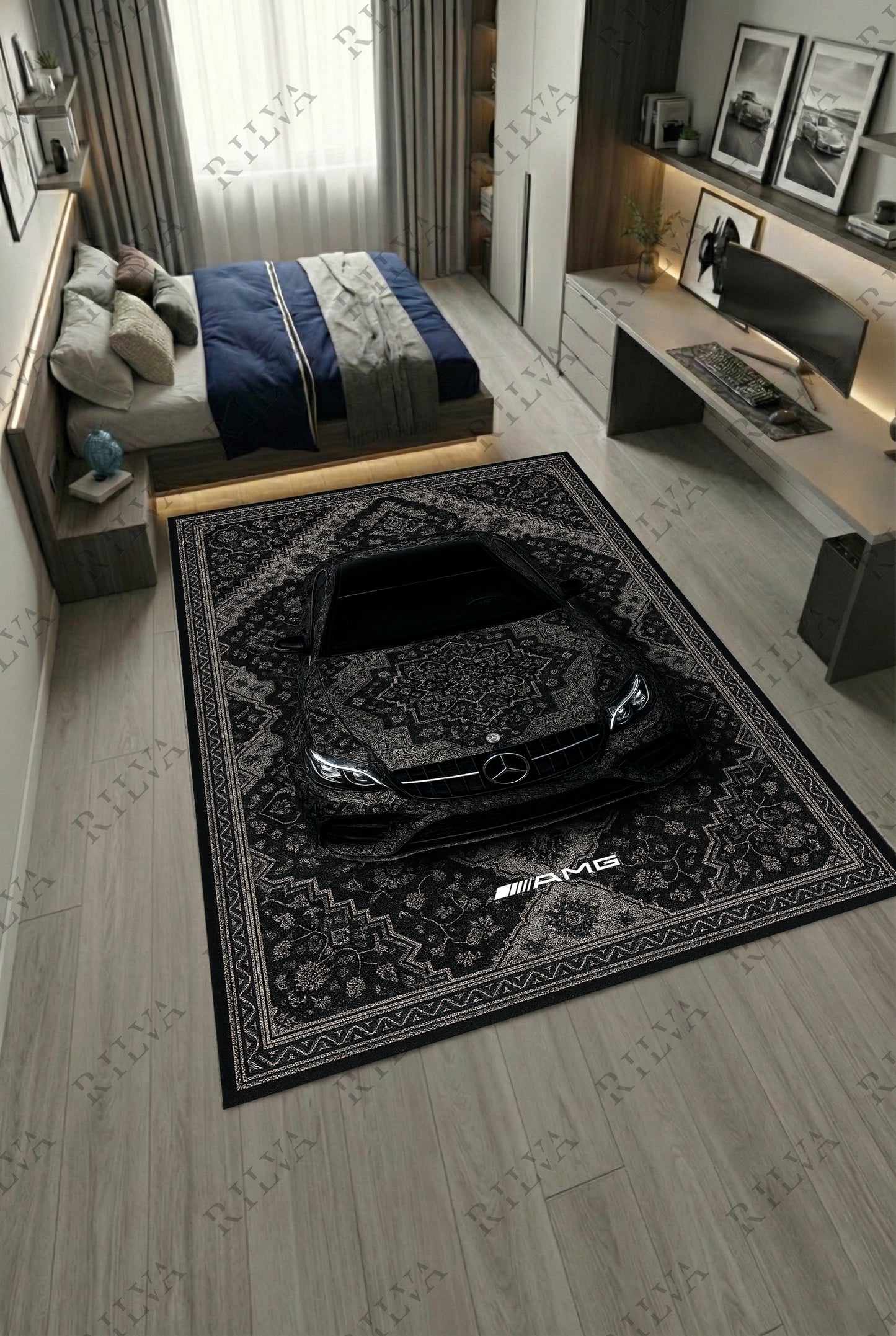 Mercedes E63 Car Rug – Retro Persian Style Floor Rug | Exclusive Automotive Design