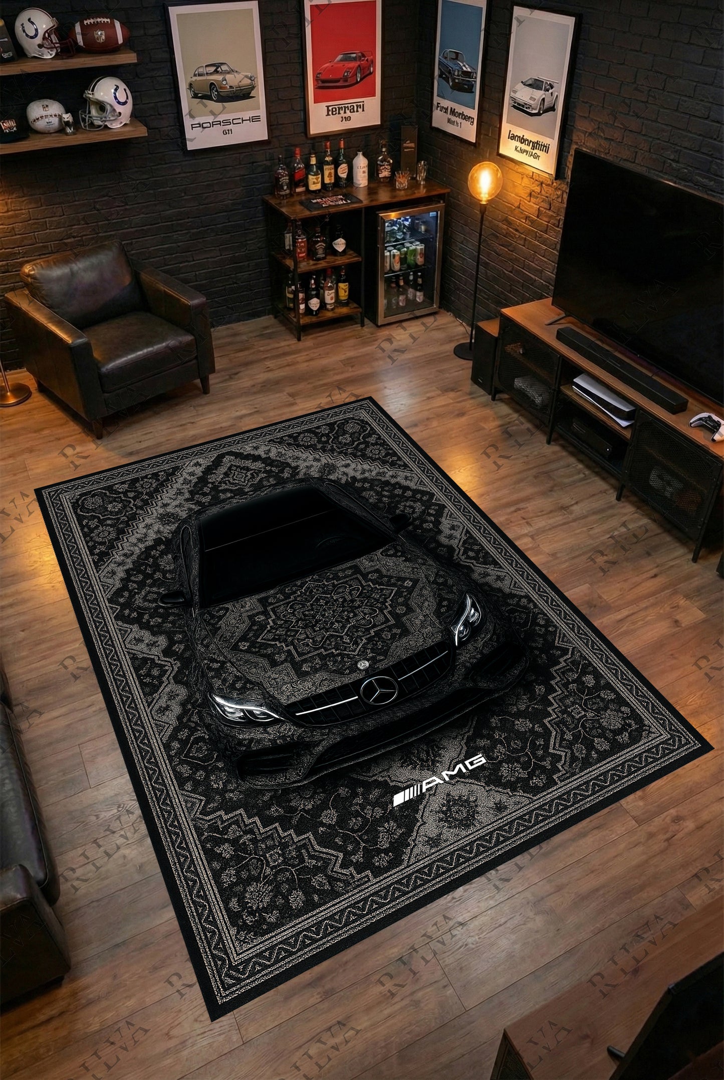 Mercedes E63 Car Rug – Retro Persian Style Floor Rug | Exclusive Automotive Design