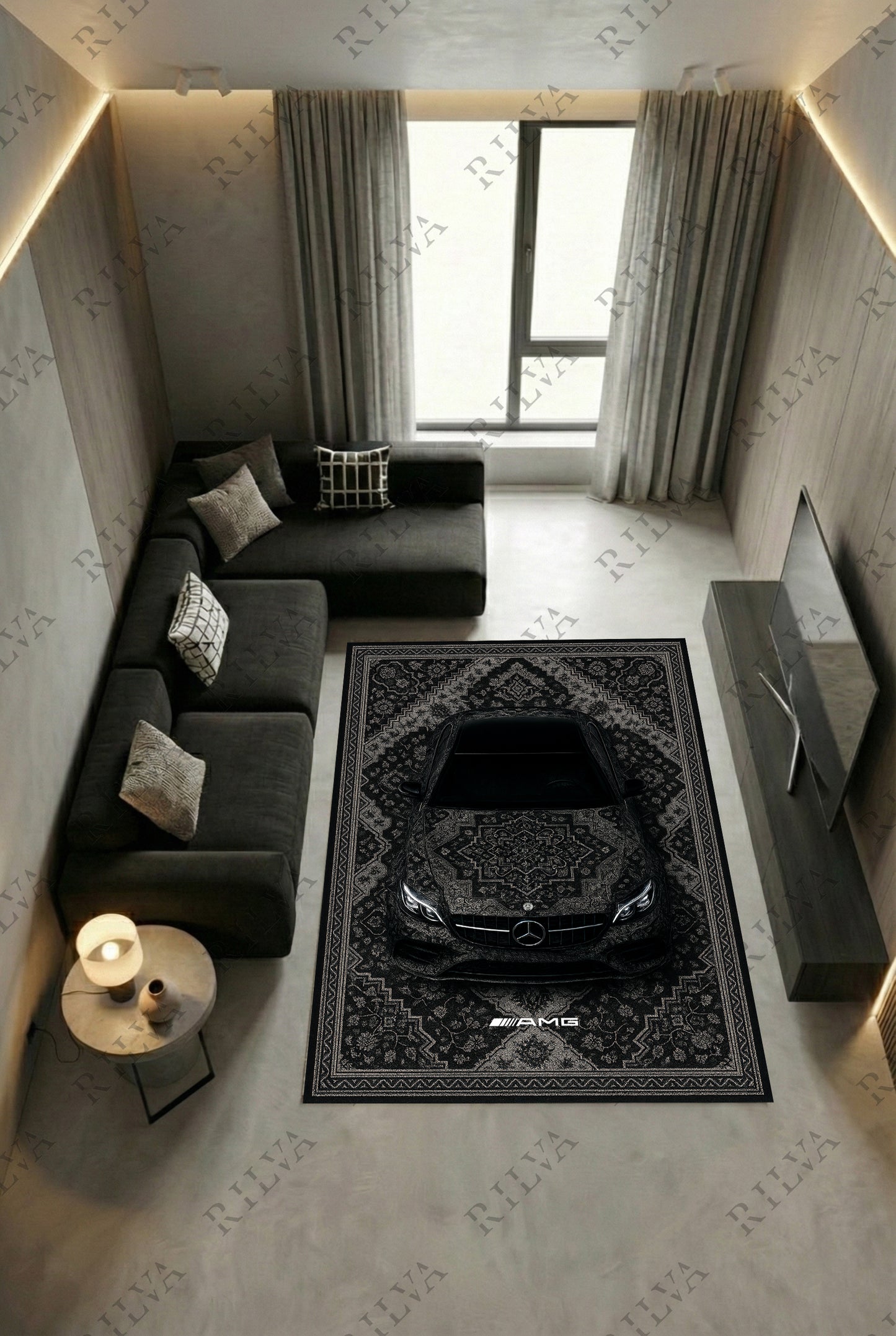 Mercedes E63 Car Rug – Retro Persian Style Floor Rug | Exclusive Automotive Design
