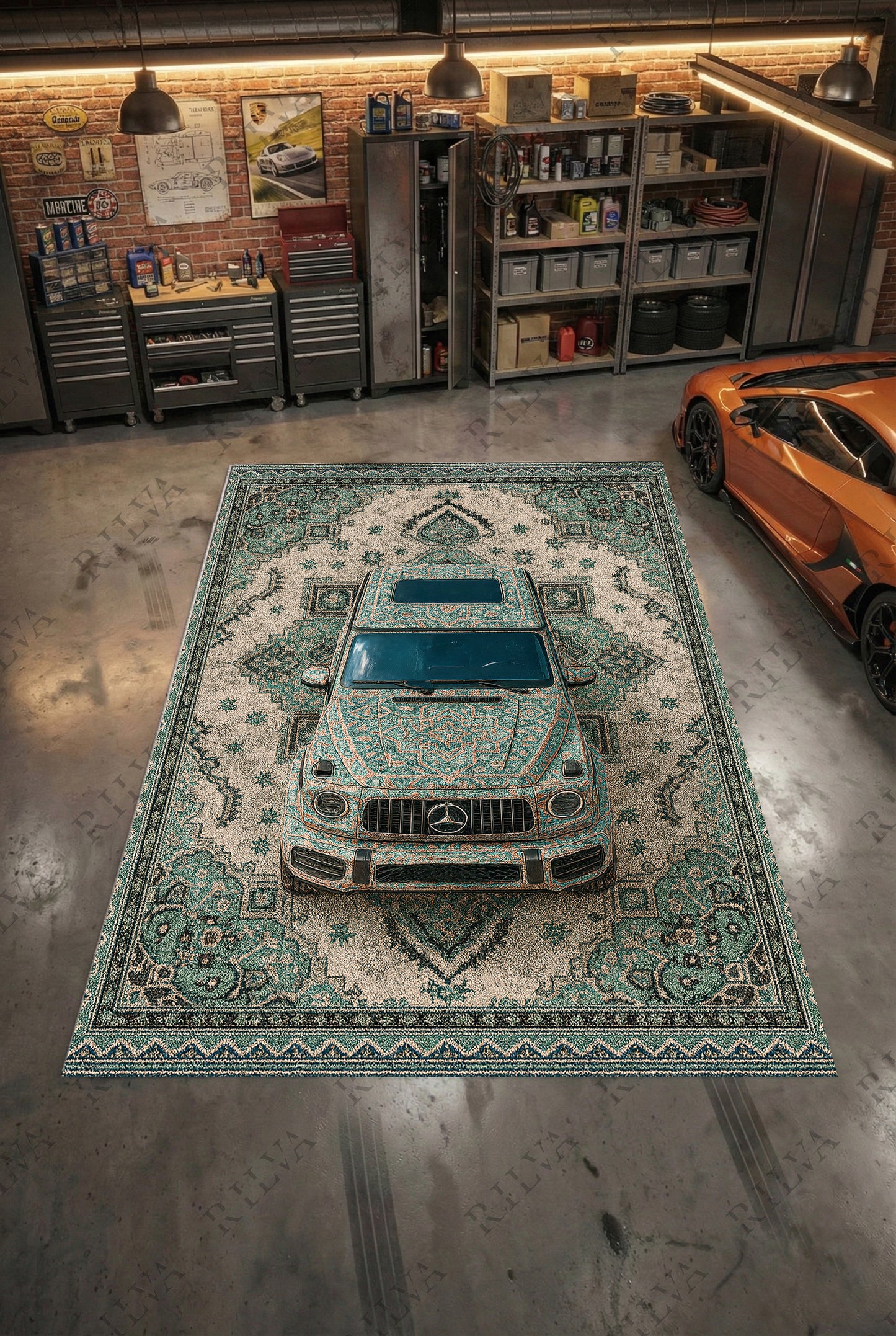 Mercedes G-Wagon Car Rug – Retro Persian Style Floor Rug | Exclusive Automotive Design