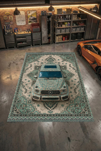 Mercedes G-Wagon Car Rug – Retro Persian Style Floor Rug | Exclusive Automotive Design