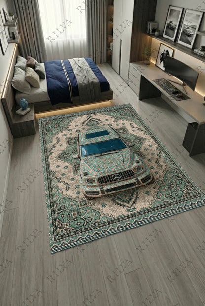 Mercedes G-Wagon Car Rug – Retro Persian Style Floor Rug | Exclusive Automotive Design