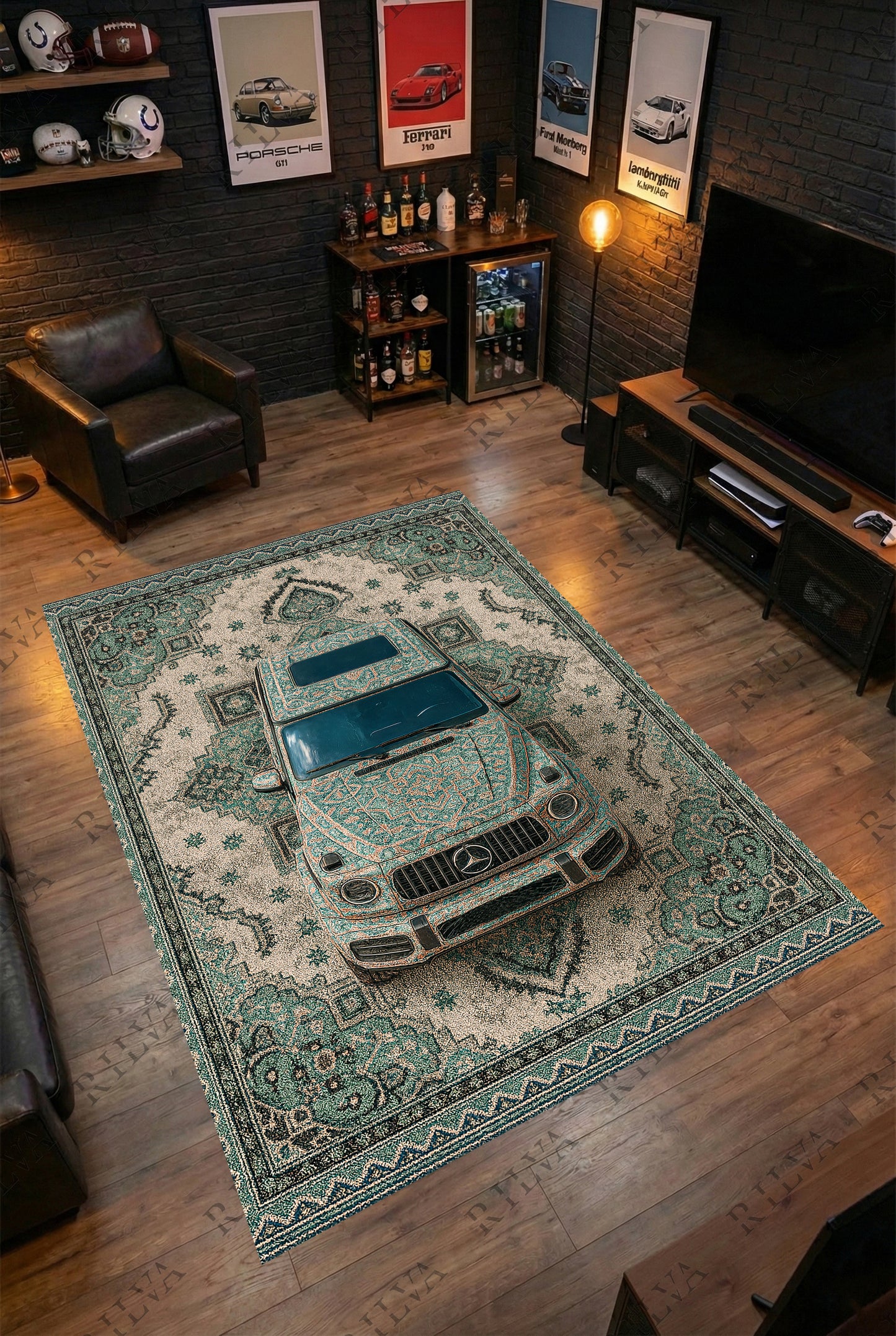 Mercedes G-Wagon Car Rug – Retro Persian Style Floor Rug | Exclusive Automotive Design