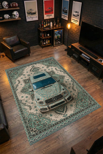 Mercedes G-Wagon Car Rug – Retro Persian Style Floor Rug | Exclusive Automotive Design