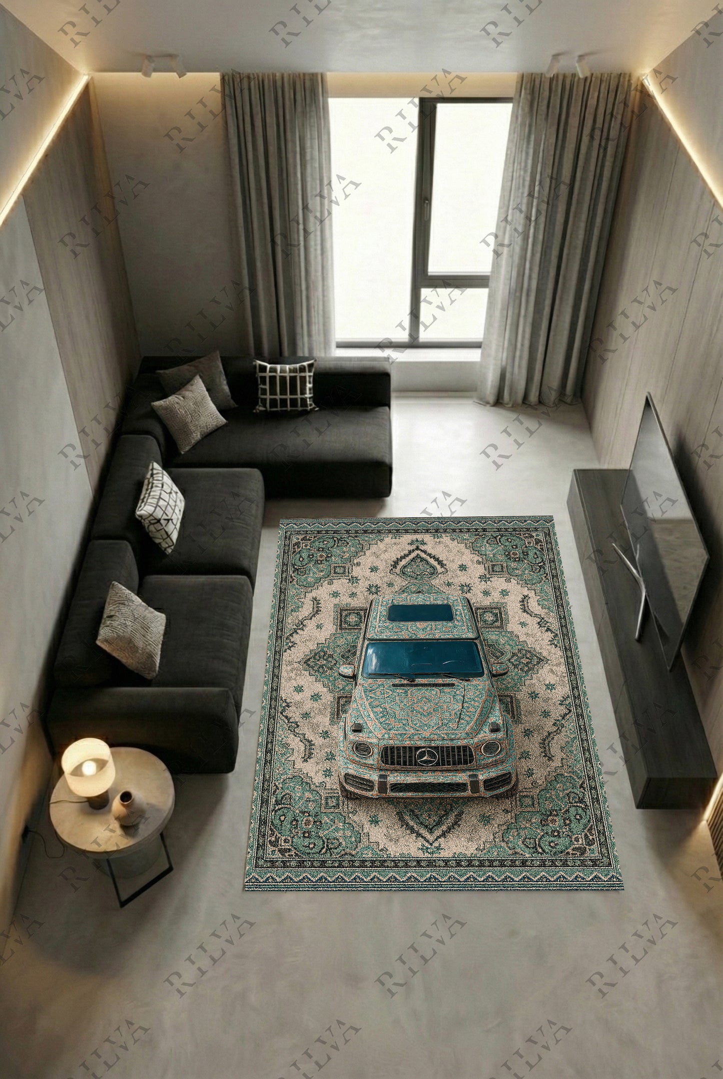 Mercedes G-Wagon Car Rug – Retro Persian Style Floor Rug | Exclusive Automotive Design