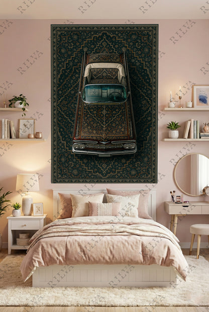 Impala Car Rug Wall Tapestry – Retro Persian Style Automotive Art