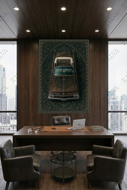 Impala Car Rug Wall Tapestry – Retro Persian Style Automotive Art