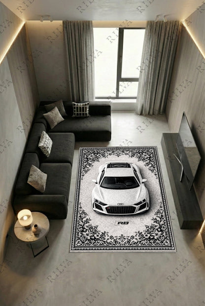 Audi R8 Car Rug – Retro Persian Style Floor Rug | Exclusive Automotive Design - Rilva Design