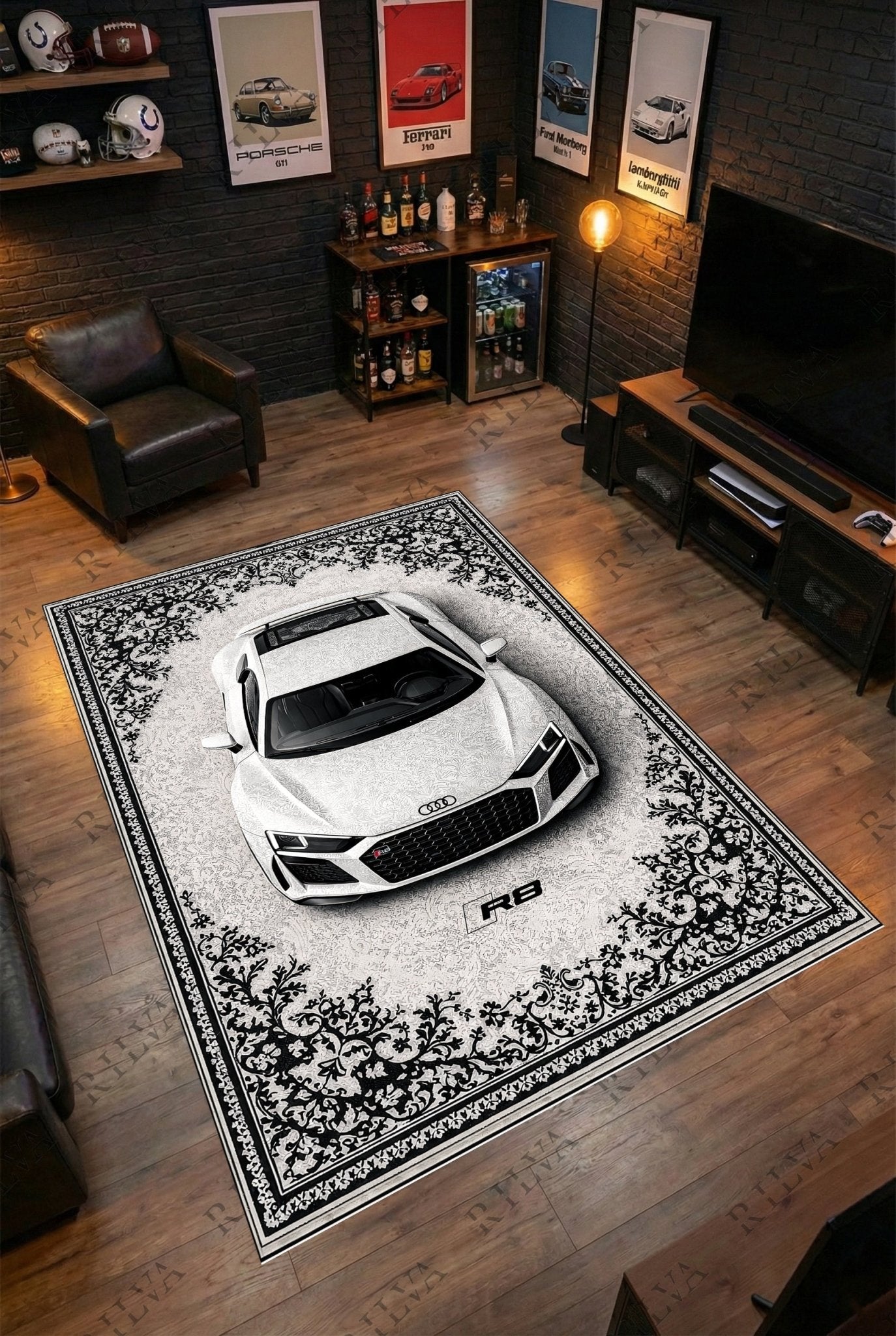 Audi R8 Car Rug – Retro Persian Style Floor Rug | Exclusive Automotive Design - Rilva Design