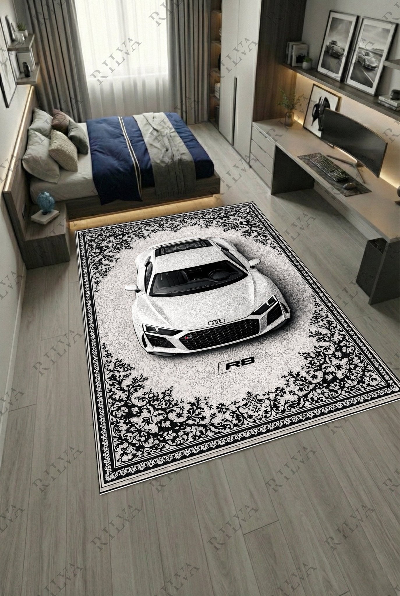 Audi R8 Car Rug – Retro Persian Style Floor Rug | Exclusive Automotive Design - Rilva Design