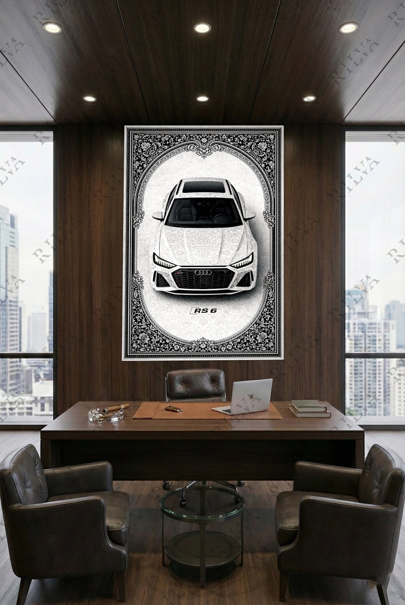 Audi RS 6 Car Rug Wall Tapestry – Retro Persian Style Automotive Art - Rilva Design