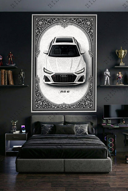 Audi RS 6 Car Rug Wall Tapestry – Retro Persian Style Automotive Art - Rilva Design
