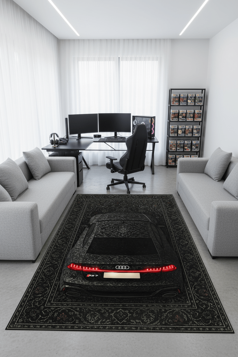 Audi RS7 X Shadowline – Black Luxury Car Floor Rug With Customizable Plate - Rilva Design