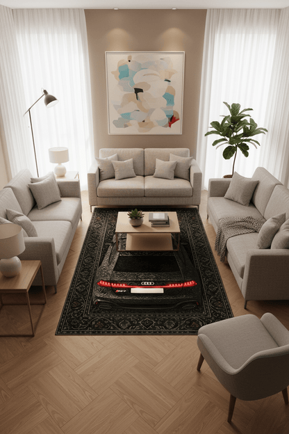 Audi RS7 X Shadowline – Black Luxury Car Floor Rug With Customizable Plate - Rilva Design