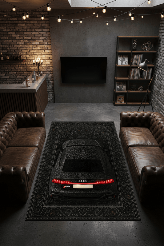 Audi RS7 X Shadowline – Black Luxury Car Floor Rug With Customizable Plate - Rilva Design