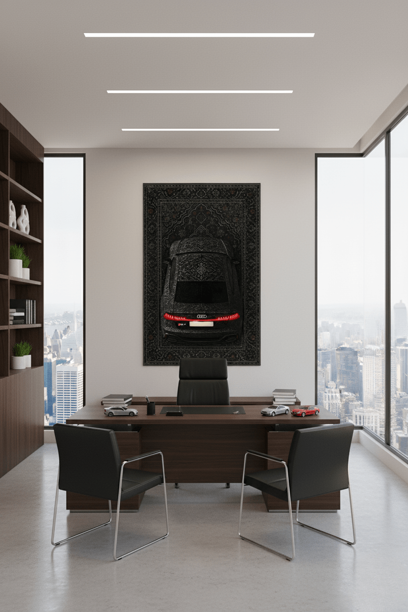 Audi RS7 X Shadowline – Black Luxury Car Floor Rug With Customizable Plate - Rilva Design