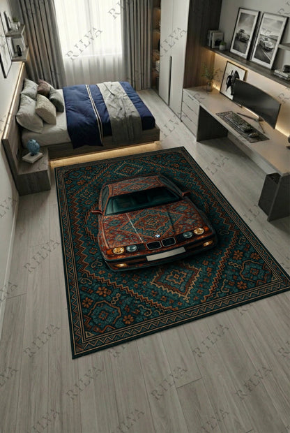 BMW E34 Car Rug – Retro Persian Style Floor Rug | Exclusive Automotive Design - Prime Shine AD Luminar