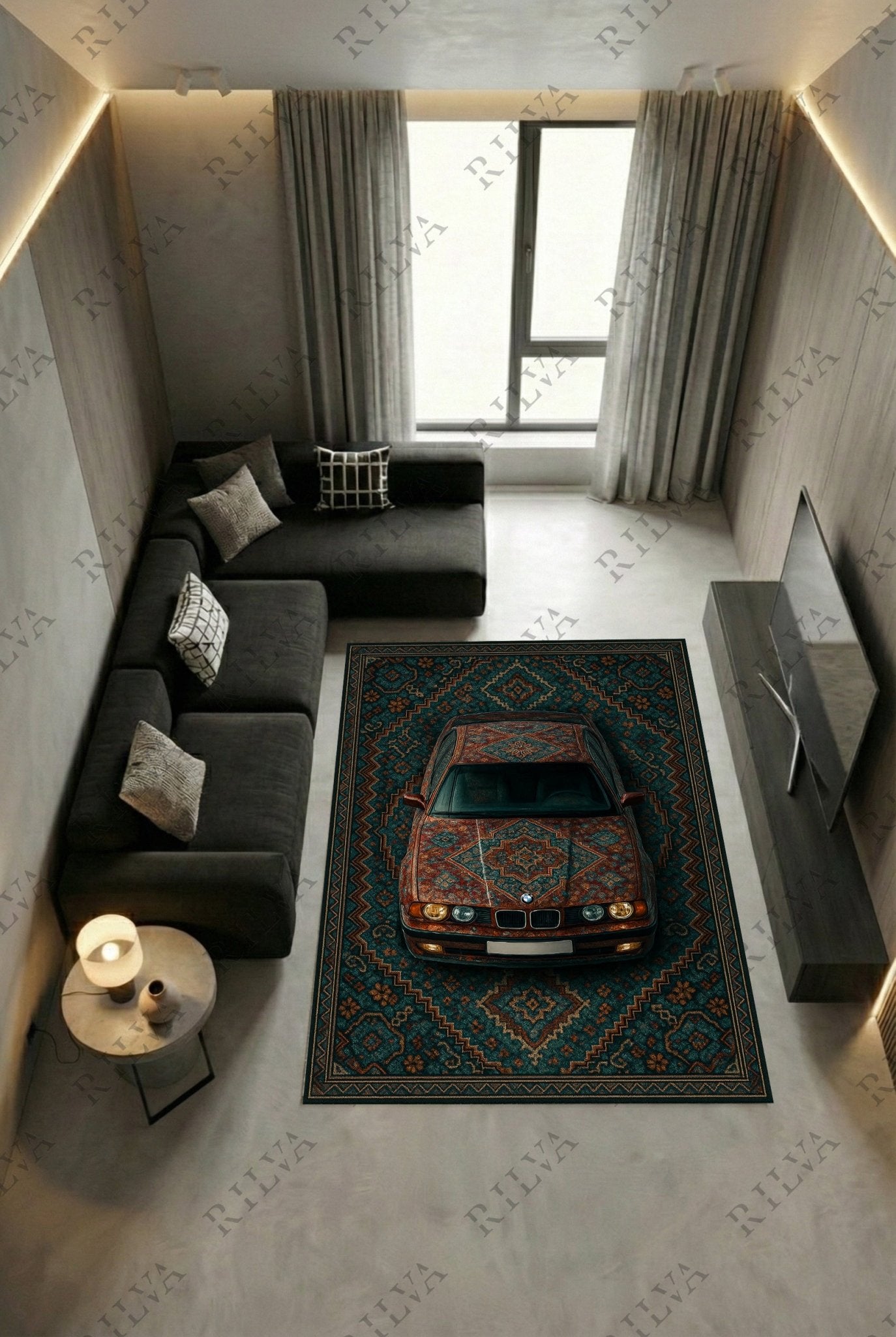 BMW E34 Car Rug – Retro Persian Style Floor Rug | Exclusive Automotive Design - Prime Shine AD Luminar