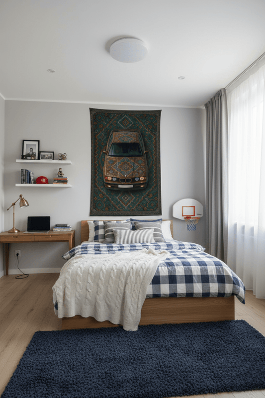 BMW E34 Persian Wall Tapestry – Premium 3D Woven Automotive Art for Bedroom, Gaming Room & Garage Decor - Rilva Design