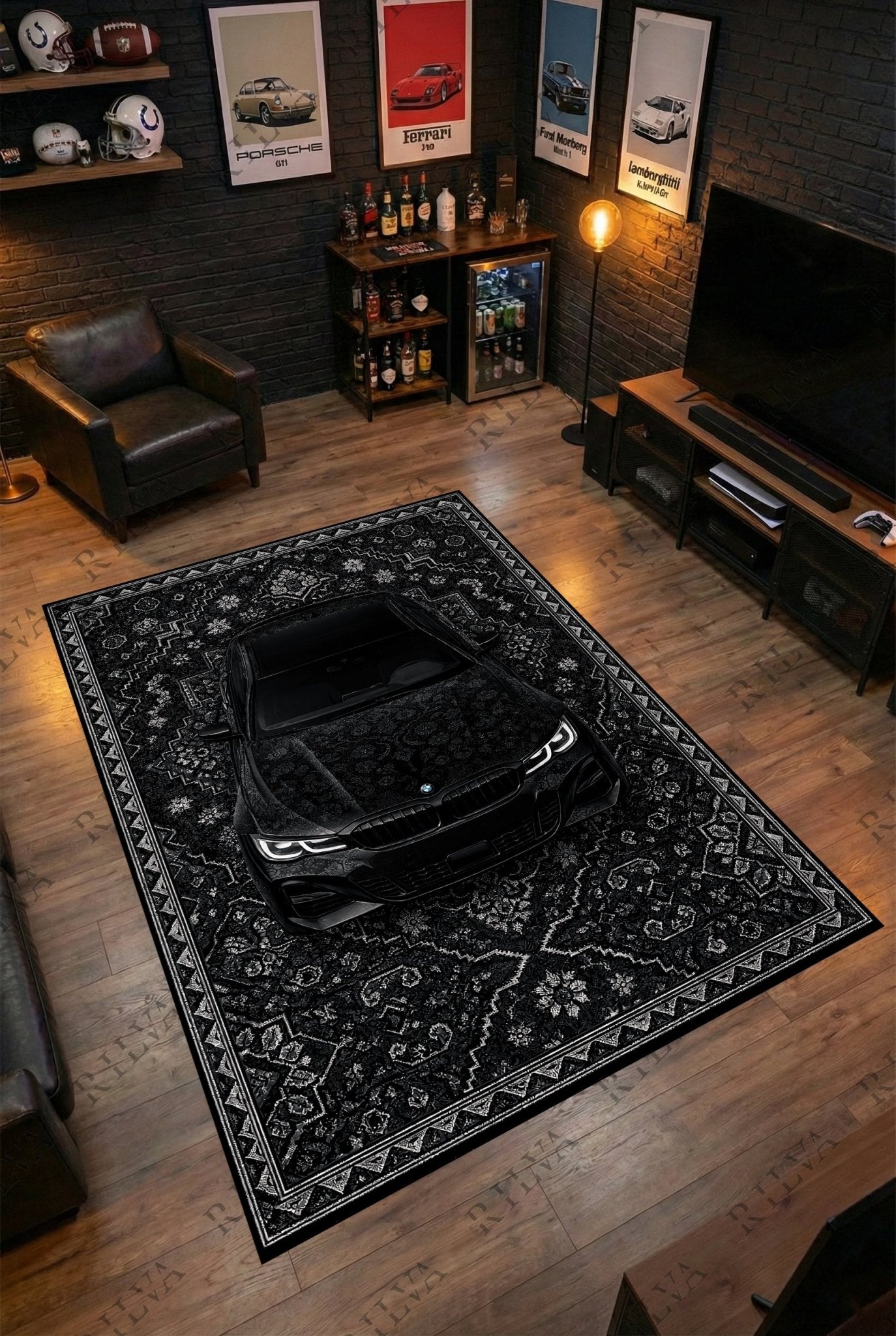 BMW F30 Car Rug – Retro Persian Style Floor Rug | Exclusive Automotive Design - Rilva Design