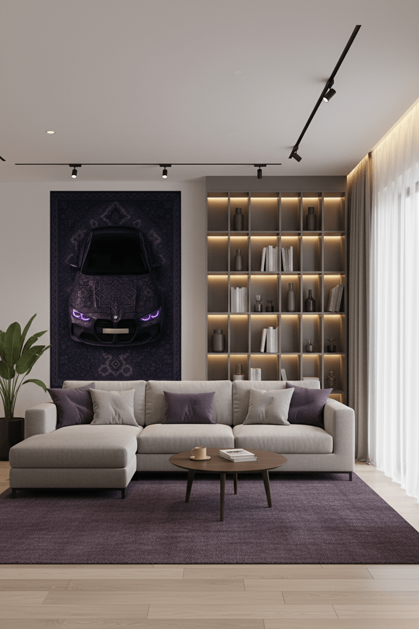 BMW M3 Persian Wall Tapestry – Premium 3D Woven Automotive Art with Purple Aesthetic for Bedroom, Gaming Room & Garage Decor - Rilva Design