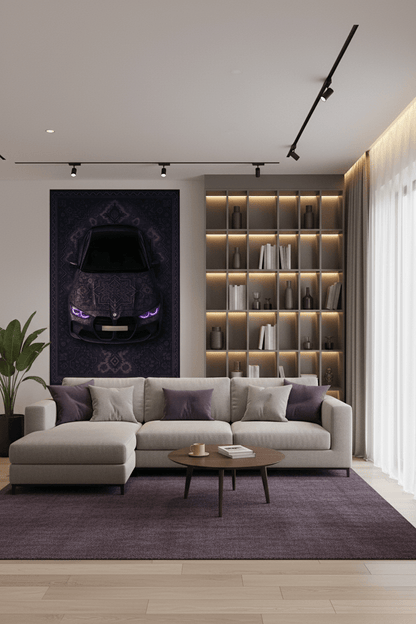 BMW M3 Persian Wall Tapestry – Premium 3D Woven Automotive Art with Purple Aesthetic for Bedroom, Gaming Room & Garage Decor - Rilva Design